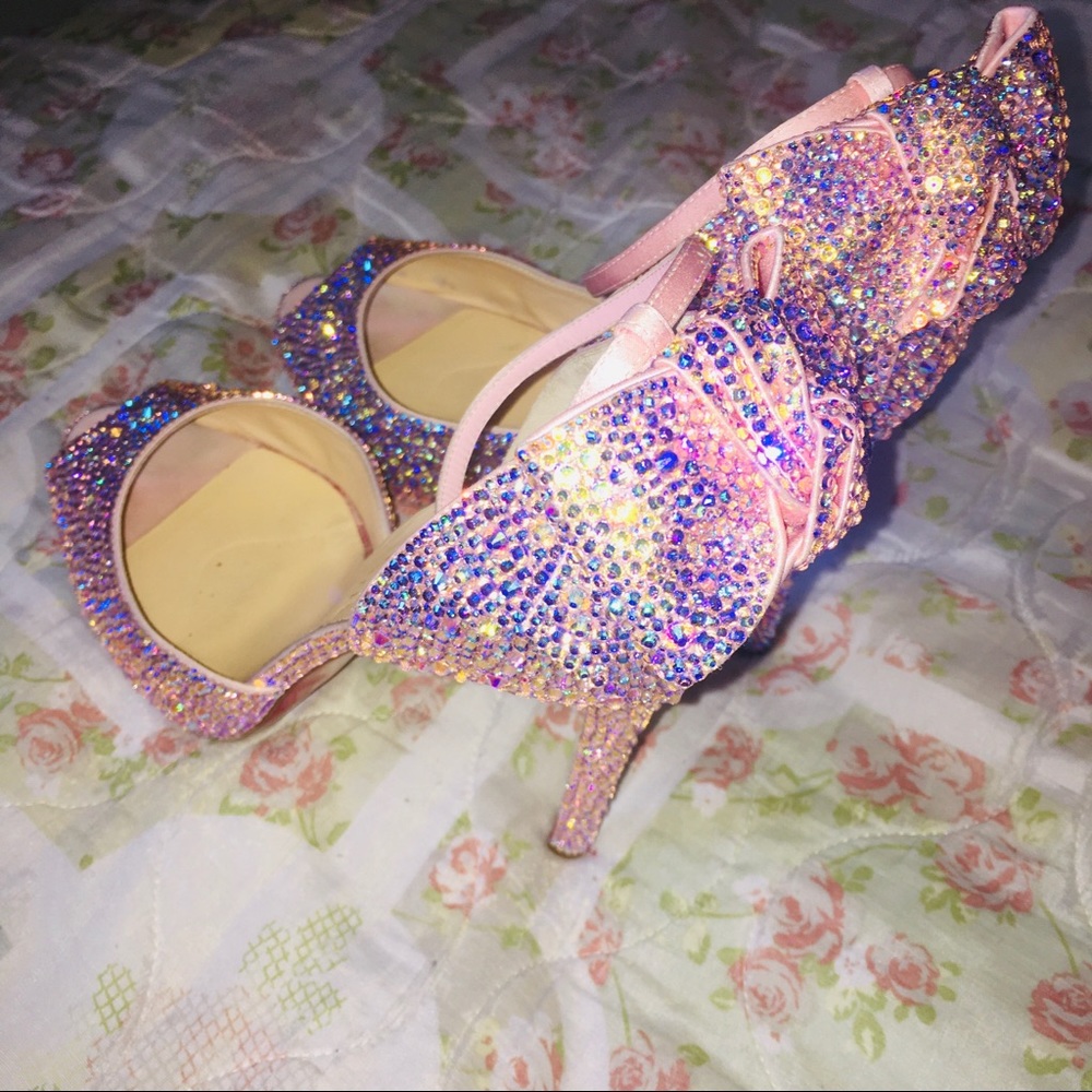 BARBIE pink LOUBOUTIN 💯% AUTHENTIC strass AB crystal 120mm - Picture 11 of 16